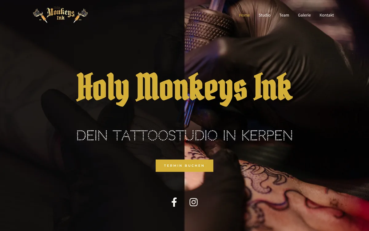 Desktop-Website für Holy Monkeys Ink